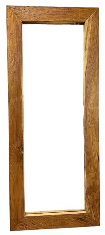 FaHome Teakholz Spiegel - Anlehnen Dekorieren Staunen – Massiver Eckiger Standspiegel – 120 & 150 x 50 cm (120 cm)