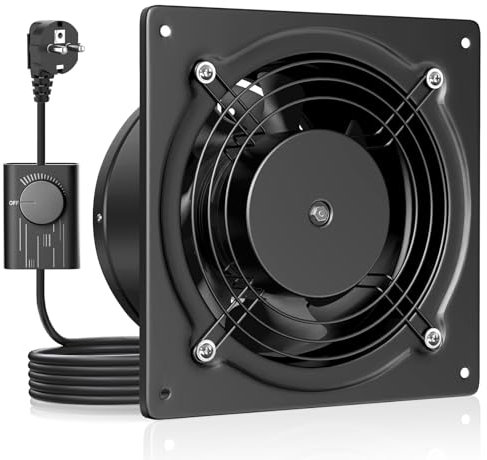HG Power Extracteur d'air 150mm - 525m³/h Salle de Bain Silencieux avec Clapet antiretour, Régulateur de vitesse, Prise, 38W Ventilation industriel pour Cuisine Garage Sous-sol Bureau, Noir