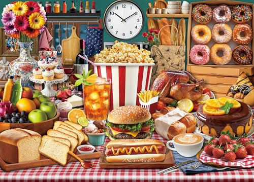 HUADADA Jigsaw Puzzles for Adults 1000 Food Feast 1000 Piece Jigsaw Puzzles for Adults The Whole for Women, Gifts for Men-Jigsaws 1000 Pieces