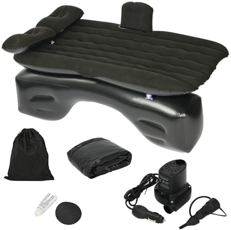 YAGEANNL Car Bed,Black Inflatable Car Air Mattress 135×70cm,Back Seat Car Camping Bed (A)