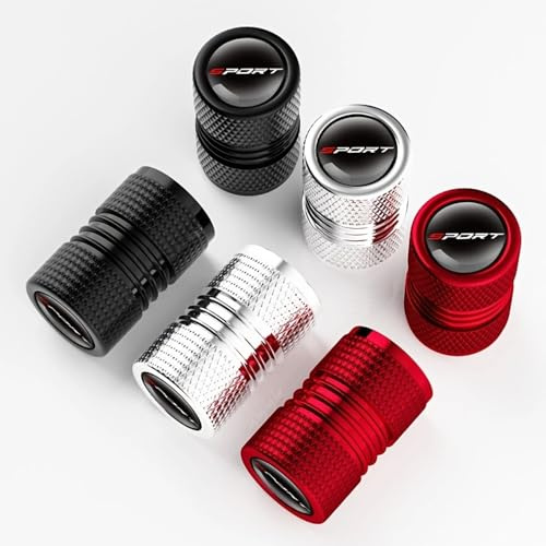 4 Set Ventilkappen Auto für AUDI A4 A5 A6 A7 a8 Q2 Q3 RS5 S5 SLINE ABT, Aluminium Reifenventilkappen Auto Staubkappen Dichtung für Stabilen Reifendruck,Black