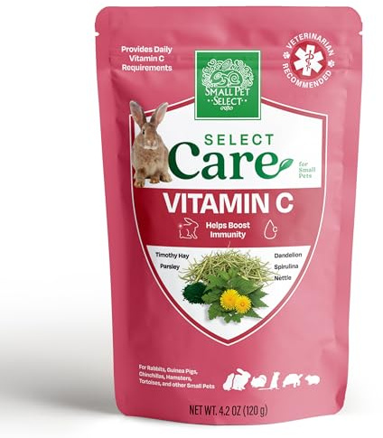 Small Pet Select Select Care Vitamin C Herb Support Biscuits, Timothy Hay Blend, Daily Wellness for Rabbits, Guinea Pigs, Small Animals, 120g Resealable Pouch