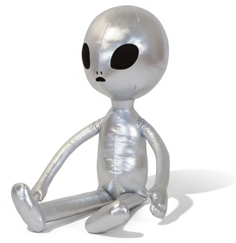 Großes Alien-Plüschtier, 25, 6 Zoll große Silberne hässliche süße Stofftierpuppe für Kinder und Erwachsene, weiche Begleiter zum Stressabbau
