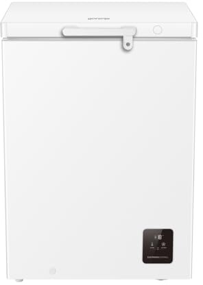 Gorenje FH15E6W5 Gefriertruhe mit Rollen, 60,6cm Breite, 141 Liter, Gefrierschutz unten-15℃, Elek, Kontrolle, Inverter, Sicherheitsschloss, FastFreeze, BxHxT: 60,6×85,8×55,9 cm, Weiß