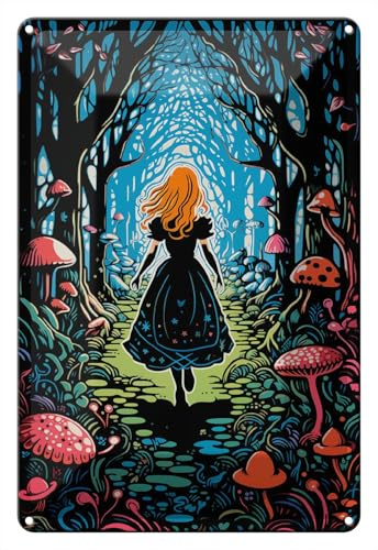 Wallario Blechschild Wandbild aus Metall Magischer Waldpfad - 20 x 30 cm in Premium-Qualität: Brillante Farben