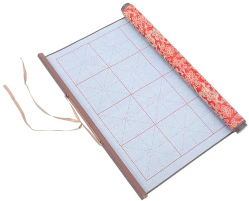 VINTORKY Tapis de Calligraphie Chinoise Réutilisable en Brocart Rouge Léger Finition pour Écriture et Dessin, pour Apprentissage à Domicile