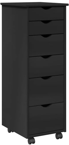 vidaXL Rollschrank 34 x 39 x 93,5 cm Massivholz Kiefer Schwarz