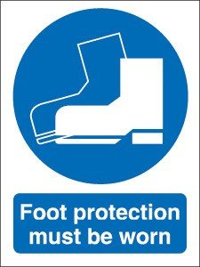 Seco Foot Protection Must Be Worn Sign, 150mm x 200mm - Self Adhesive Vinyl