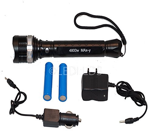 LedLeds TORCIA LED xml-t6 CREE 4800 W 2000 LUMEN 600 METRI RICARICABILE ZOOM ZOOMABLE