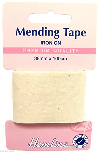 Iron On Mending Tape Premium Quality Mending Repair Tape 100% Cotton 38mm x 1mtr (Cream)