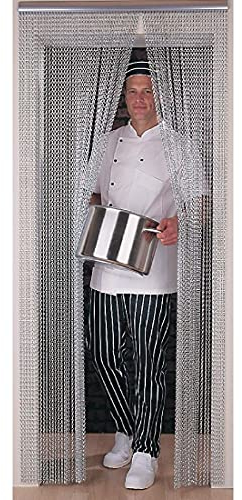 Eazyzap Chain Door Fly Screen in Grey Anodised Aluminium - Pest Control Curtain - up to 900mm Wide