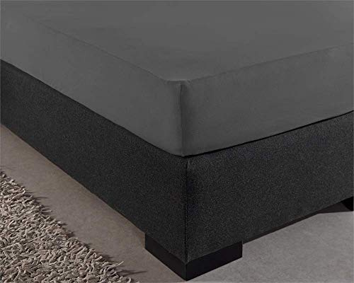Sleeptime Spannbettlaken 100% Baumwolle - Bettlaken fur Standard Matratzen bis 30cm - Feuchtigkeit absorbierend und temperaturausgleichend - Anthrazit - 180 x 220 cm