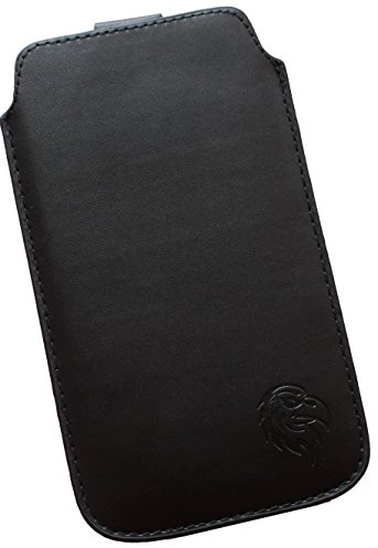Davii Schutztasche für Apple iPhone SE (2016) / 5 / 5S / 5C mit Hülle, Einsteck Etui Hülle Lasche ziehen mit Band weich Adler Standard ML Schwarz
