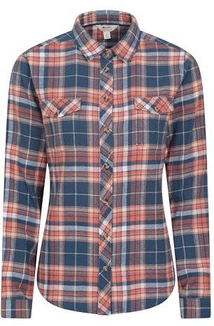 Mountain Warehouse Willow Brushed Flannel Ls Womens Shirt - Lightweight, Soft Lining with Extra Warmth & Comfort - Easy to Pack & Easy Care - Great for Travelling Navy Women's Size 10