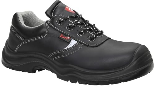 JORI 12111 Basic Compo Low S3 Herren und Damen Arbeits & Sicherheitsschuhe, Leder Sicherheitsschuhe S3, SRC, Schnürung, Kunststoffkappe, Metallfreier Durchstrittsschutz Schwarz (Schwrz), EU 38