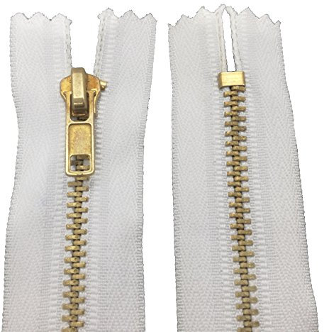 Starlet24® Reißverschluss Metall 4 mm Zipper nicht teilbar, Reißverschlüsse Metall-Zähne für Jeans Leder Geldbörsen Hosen Taschen - Weiß 12 cm