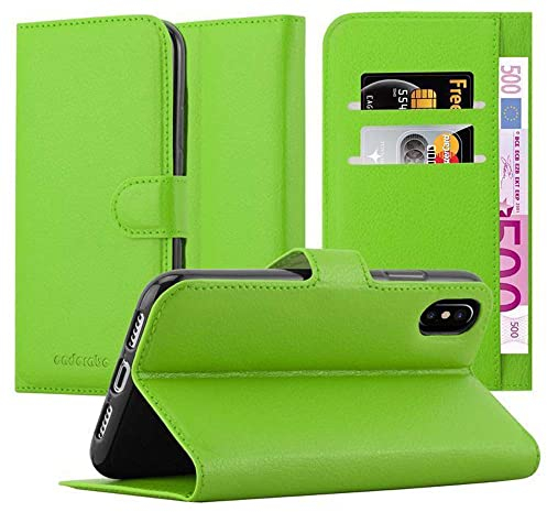 Cadorabo Hülle kompatibel mit Apple iPhone X/XS Handyhülle aus Premium Kunst Leder Flip Klappbare Stoßfeste Magnetische [Standfunktion] [Kartenfächern] Cover Hülle für iPhone X/XS Tasche in Grün