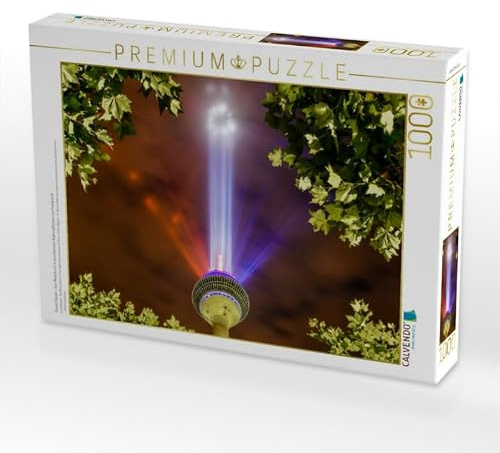 CALVENDO Puzzle Grand Départ - Der Rheinturm in leuchtenden Nationalfarben von Frankreich | 1000 Teile Lege-Größe 64 x 48 cm Foto-Puzzle für glückliche Stunden