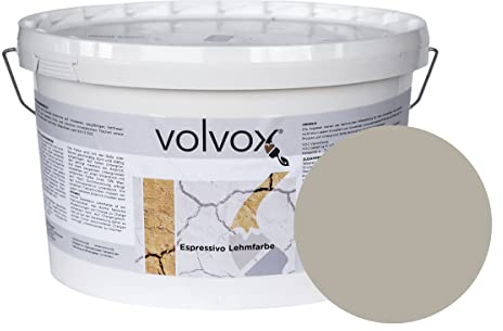 Volvox Espressivo Peinture argile – Peinture murale respirante mate – Haute opacité – Peinture naturelle prête à peindre – Haute teneur en argile véritable – Lavable en machine, respirant,