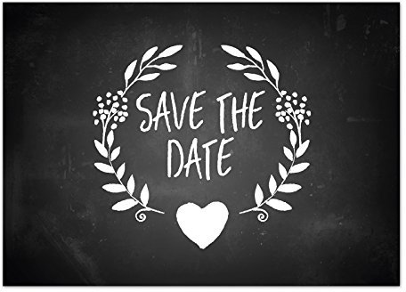 10 x Save the Date Karten mit Umschlag/Tafellook schwarz mit weißer Schrift/Hochzeit/Heiraten/Geburtstag/Einladung/Verkündung