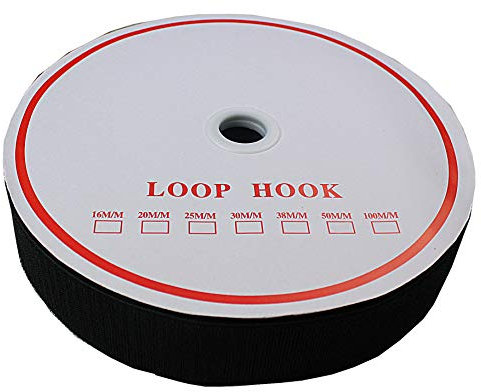 tukan-tex-de Klettband zum Aufnähen 25 Meter, 38mm Breit (Schwarz, 25 Meter Haken)