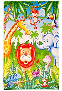 Steffensmeier Kinderteppich Dschungeltiere | Fröhliche Tiere fürs Kinderzimmer von Jungen und Mädchen, Größe: 100x160 cm