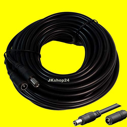 Verlängerungskabel 20m | DC-Niedervolt-Verlängerung 20 m Adapterkabel mit Hohlstecker auf Buchse 5,5mm x 2,1mm / max.12V/0,5A | DCDC-Kabel mit Adapterstecker 5,5x2,1 mm
