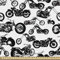 ABAKUHAUS Schwarz-Weiss Gewebe als Meterware, Modelle von Motorrad, Schön Gewebten Stoff für Polster und Wohnaccessoires, 1M (148x100cm), Schwarz und Weiss