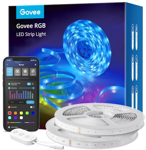 Govee RGB LED Strip Lights 10M, Smart WiFi APP Control, Colour Changing, Works with Alexa & Google Assistant, LED Strip for Bedroom, TV, 2 Rolls of 5M