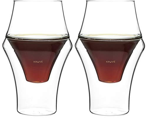KRUVE EQ Excite 150ml Handmade Double Wall Coffee Cups, Espresso Cups, and Glass Cups Set of 2 - Heat-Resistant Borosilicate Coffee Mugs, Perfect for Enhancing Aroma and Flavor, Dishwasher Safe