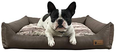 Hundebett Emma aus Kunstleder mit ortopädischen Innenkissen, pflegeleicht und waschbar (L 85x110cm)