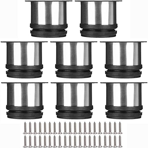 ASelected Lot de 8 Pied pour Meuble Reglable 5cm Pieds de Meubles Pied Cuisine Réglables Ø 50 mm/Hauteur 50 mm Ronds Métal Acier Inoxydable Canapé Jambe Table Pieds