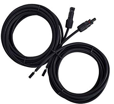 Renogy 20Ft 10AWG Solar Adaptor Wire Extension Cables with Female and Male Connector, 1 Pair, Black