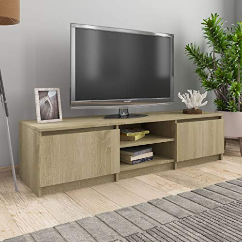 SKM Meuble TV Chêne Sonoma 140x40x35,5 cm Aggloméré