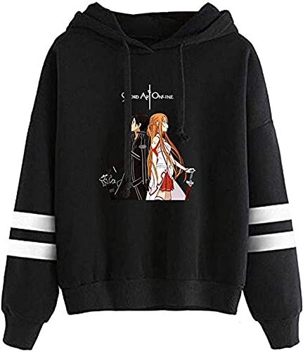 Nesthome 2021 Anime Sword Art Online Streifen Kapuzen-Sweatshirt Damen Herren Casual Hoodie Kleidung