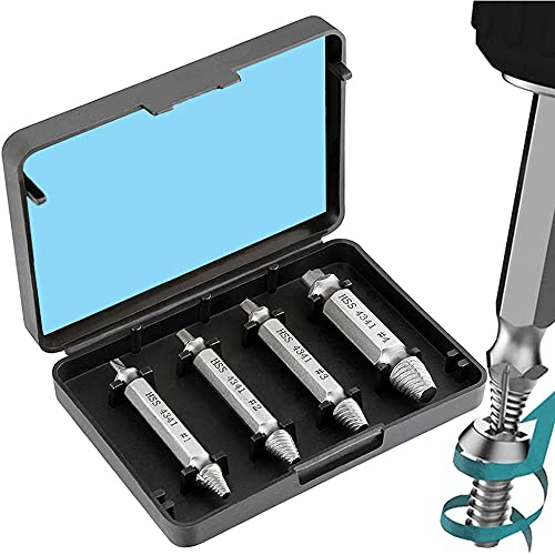MMOBIEL Set di 4 pz. estrattori di viti in acciaio ad alta velocità per spanate o rotte - Set di punte da trapano per strumento di rimozione di bulloni e viti di dimensioni comprese tra 3 e 12 mm