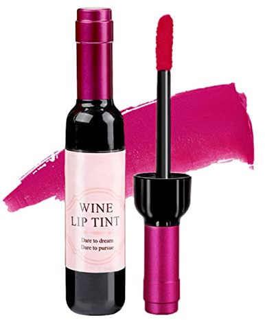 ZMKY Lip Stain Langlebig, 6 Farben Wein Lippenstift, Wasserdichtes Mattes Lippenstift Set, Antihaft Tasse Weinflasche Lipgloss für 2021 Weihnachten Valentinstag Geburtstagsgeschenk, 1 Stück