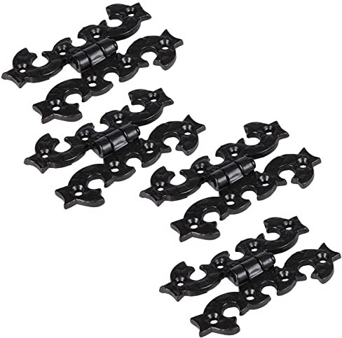Hammer and Tongs Kitchen Cabinet Hinges - H95mm - Pack of 4 - Ornate Kitchen Cupboard Hinge Black Powder Coated Vintage Wardrobe Hinges for Bathroom, Bedroom, Dining Room, Lounge Storage