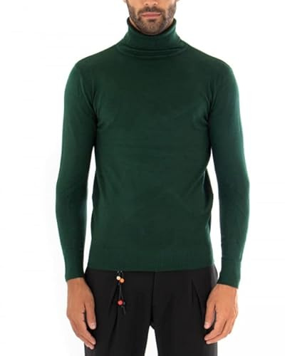 Maglioncino Uomo Maniche Lunghe Elastico Collo Alto Tinta Unita Vari Colori