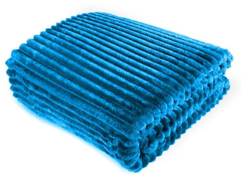 FEBE Kuscheldecke Marineblau 220x200 cm Flauschig Tagesdecke Fleecedecke Flanell Decke Sofadecke Für Couch Wohndecke Wendedecke als Sofaüberwurf oder Wohnzimmerdecke