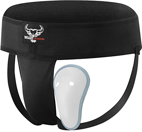 Boxen Tiefschutz Cup Herren schweißabsorbierend belüftet verstellbar Sparring Tiefschutz Jockstrap Taekwondo Karate Training Unterwäsche Jiu Jitsu BJJ Schutz Kickboxen MMA Muay Thai (XL, Schwarz)