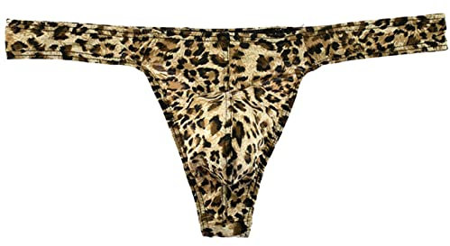 Faringoto Tanga mit Leopardenmuster für Herren, G-String, Unterwäsche, Unterwäsche, Ausbuchtungstasche, Leopard 01, L