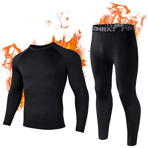 Kiiwah Thermounterwäsche Set Herren, Funktionsunterwäsche Set, Innenfleece Atmungsaktiv Skiunterwäsche Winter Warm Unterwäsche Männer für Workout Skifahren Laufen Wandern(M)