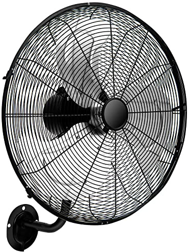 RELAX4LIFE Wandventilator mit 3 Geschwindigkeitsstufen, 85°Oszillation & 30°Neigung, 120W Ventilator mit 3 Aluminiumflügel für Terrasse, Lager, Werkstatt & Keller, Geräuschpegel≤60db (Schwarz)