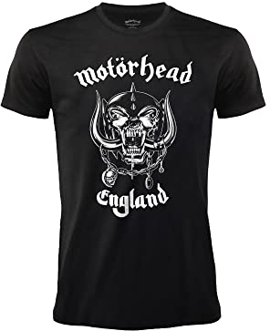 T-shirt Motorhead England T-shirt Rock Officiel Noir Band Heavy Metal Coton Unisexe Adulte Garçon, Noir , Medium