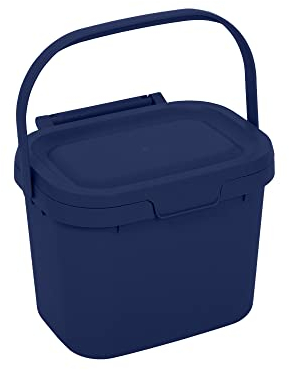 Addis Everyday Kitchen Food Waste Compost Caddy Bin, 4.5 Litre, Made from Recycled Plastic Eco Blue