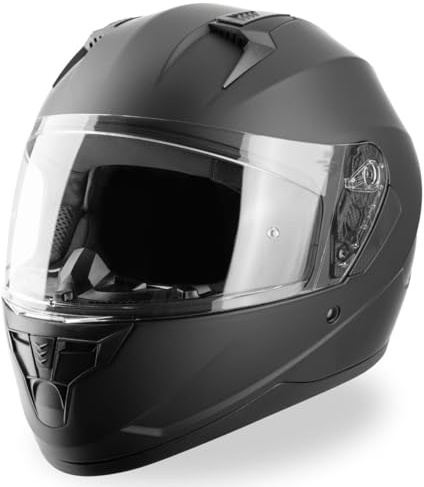 VINZ Vigo Integralhelm | Motorrad Helm Vollvisierhelm Mopedhelm ECE 22.06 | Motorradhelm Full-Face Helme | für Damen & Herren | In Gr. XS-XXL - Matt Schwarz