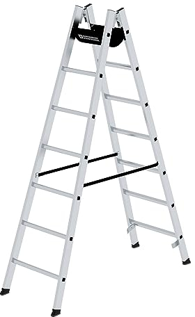 PROREGAL Sprossen-Stehleiter | 2x7 Sprossen | Leiter, Teleskopleiter, Trittleiter, Bockleiter, Sprossen-Doppelleiter
