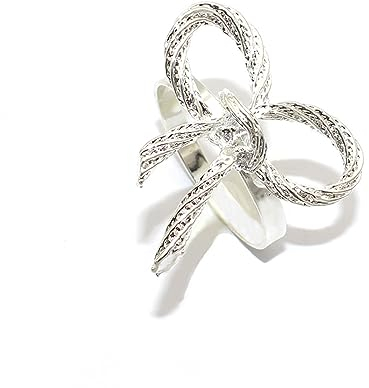 Serviettenringe 12pcs Schleife Serviette Schnallen Hotel Hochzeit Tischdekoration Metall Serviettenringe Silber