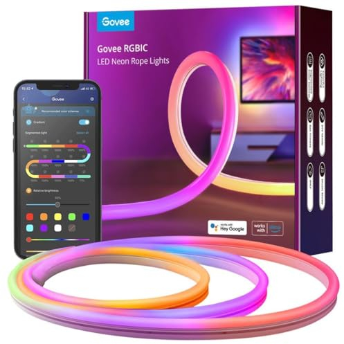 Govee Neon LED Strip Light Eclairage intelligent par bande Transparent Wi-Fi/Bluetooth